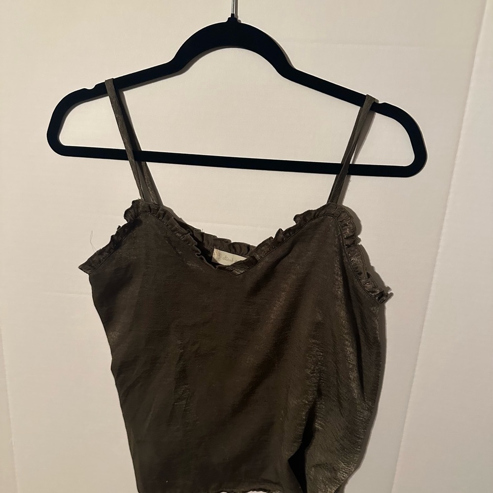 Altar'd State Olive Ruffle Camisole